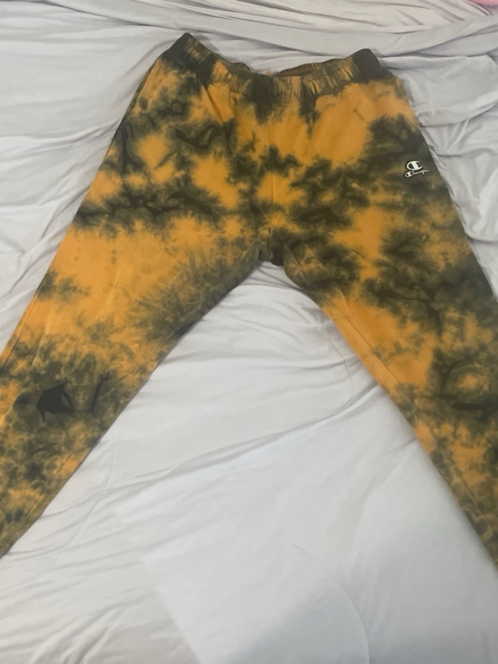 Rare Champion XL Tie-Dye Jogger Pants - Orange/Black
